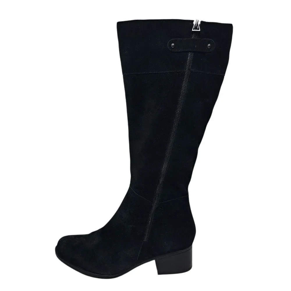 Naturalizer Demi Wide Width Leather Suede Boot Goth Missing Insert S 8.5WW Black